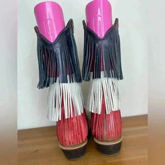 Twisted X Ruff Stock VFW Fringe American Flag Cowboy Boot 6.5 B - Picture 5 of 11
